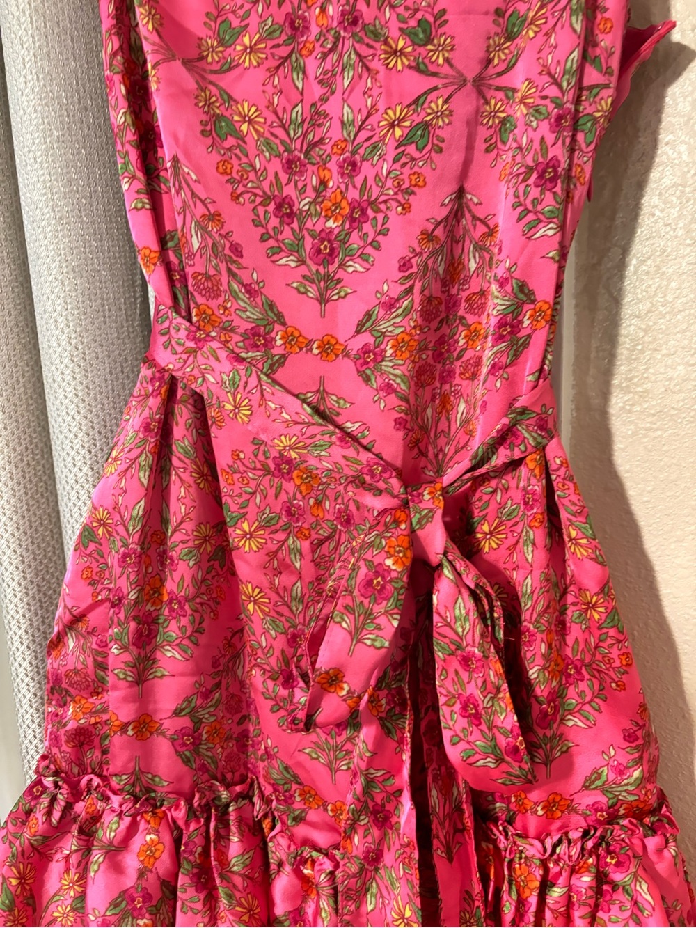 Olivaceous Pink Floral Tiered Midi Dress - Picture 5 of 8